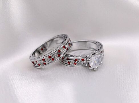 Bridal Sets White Gold Plated Womens Wedding Ring Sets Heart cut Cz Engagement Ring Sets in Kuwait