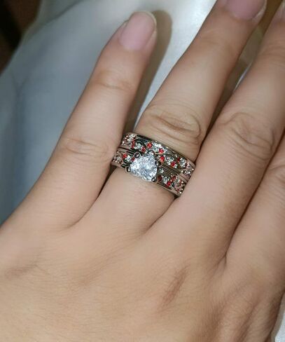 Bridal Sets White Gold Plated Womens Wedding Ring Sets Heart cut Cz Engagement Ring Sets in Kuwait