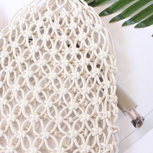Fishing Net Handbag, Woven Shoulder Bag, Cotton Rope Tote, Mesh Travel Beach Bag, Crochet Knit Purse for Women in Saudi Arabia