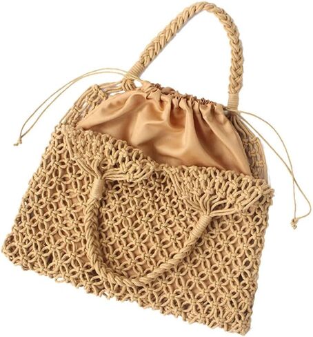 Fishing Net Handbag, Woven Shoulder Bag, Cotton Rope Tote, Mesh Travel Beach Bag, Crochet Knit Purse for Women in Saudi Arabia