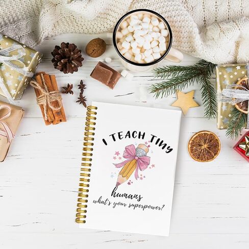 Teacher Gifts It's A Good Day To Tiny Humans Journaling Notebooks, Trendy Coquette Pencil Bows Spiral Notebook, Best Teacher Gifts for Women, Hardcover Spiral Notebooks College Ruled 5.5 x 8.3 in Saudi Arabia
