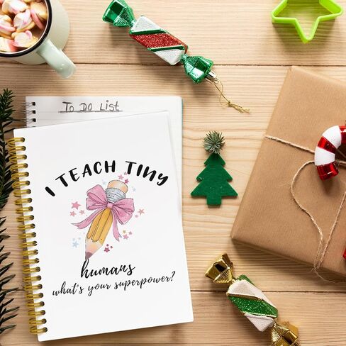 Teacher Gifts It's A Good Day To Tiny Humans Journaling Notebooks, Trendy Coquette Pencil Bows Spiral Notebook, Best Teacher Gifts for Women, Hardcover Spiral Notebooks College Ruled 5.5 x 8.3 in Saudi Arabia