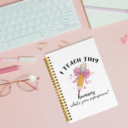 Teacher Gifts It's A Good Day To Tiny Humans Journaling Notebooks, Trendy Coquette Pencil Bows Spiral Notebook, Best Teacher Gifts for Women, Hardcover Spiral Notebooks College Ruled 5.5 x 8.3 in Saudi Arabia