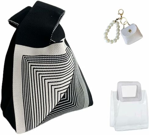 Mini Crochet Tote Bag, Small Tote Bag Mini Crochet Purse for Women with Pendant in Saudi Arabia