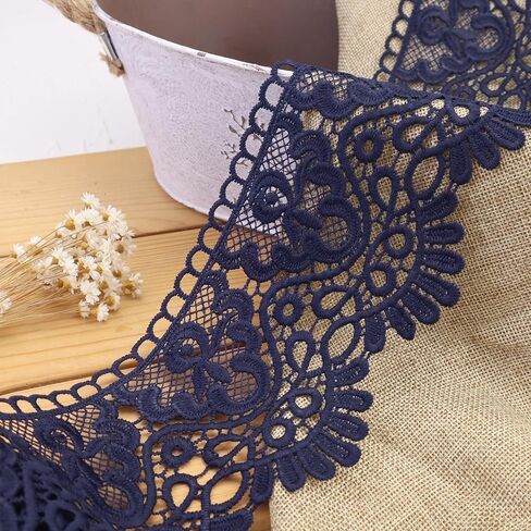 IDONGCAI Venice Lace Trim 4 Inch Wide Lace Trim Lace Edge Trim Floral Venice Lace Ribbon Embroidered Lace Wedding Applique DIY Sewing Crafts(Light Purple) in Kuwait