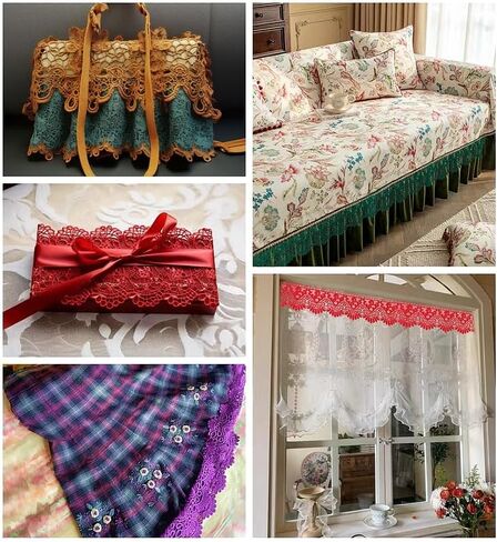 IDONGCAI Venice Lace Trim 4 Inch Wide Lace Trim Lace Edge Trim Floral Venice Lace Ribbon Embroidered Lace Wedding Applique DIY Sewing Crafts(Light Purple) in Kuwait