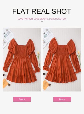 Dokotoo Womens 2025 Spring Summer Dresses Elegant Off The Shoulder V Neck Long Sleeve Ruffle Flowy Mini Short Skater Dresses in Kuwait