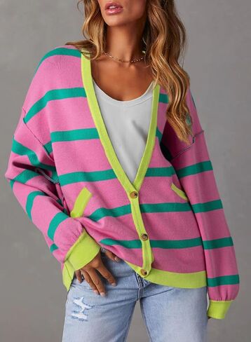 سترة Sidefeel النسائية لخريف 2024، معطف مفتوح من الأمام، مقاس كبير، مخطط، ملابس خارجية مكتنزة مع جيوب in Kuwait