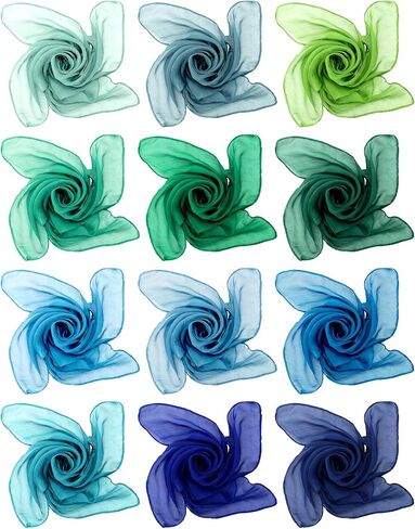Boao 12 Pcs Chiffon Scarf 50s Neck Head Scarf Sheer Square Scarf Retro Polyester Scarves for Women Girls in Saudi Arabia