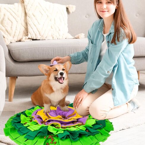 AWOOF Snuffle Mat for Dogs, Interactive Dog Puzzle Toy for Puppy Small Medium Dogs Enrichment Foraging Feeding Game Sniff Mat Toys, Encourages Natural Foraging Skills in Saudi Arabia