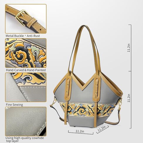 Shoulder Bags for Women, Genuine Leather Shoulder Bag for Women Hand Carved Painted Leather Clutch Saddle Bag with 2 Removable Strap Cute Hobo Tote Underarm Purse（White） in Saudi Arabia