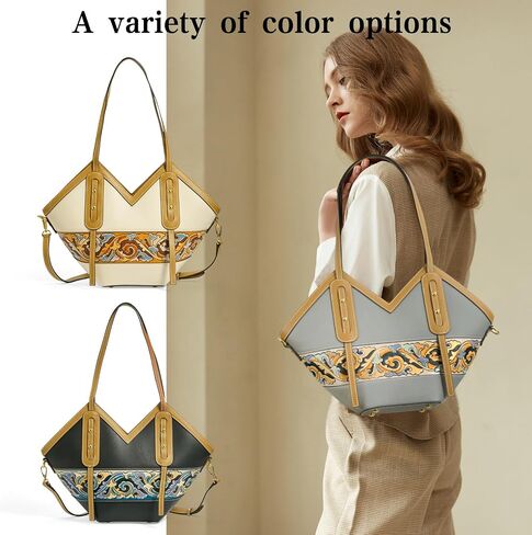 Shoulder Bags for Women, Genuine Leather Shoulder Bag for Women Hand Carved Painted Leather Clutch Saddle Bag with 2 Removable Strap Cute Hobo Tote Underarm Purse（White） in Saudi Arabia