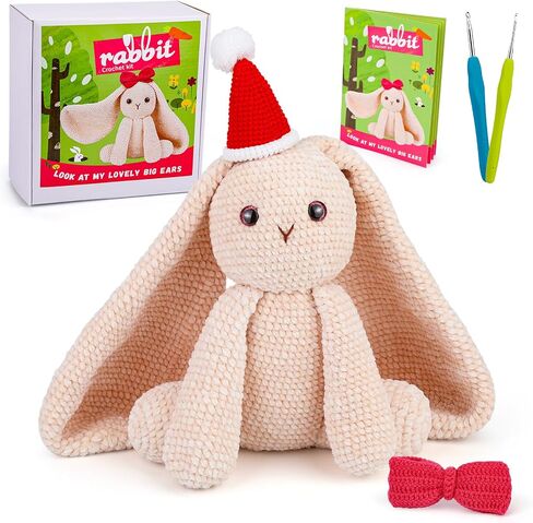 ZMAAGG Crochet Kit for Beginners, Animal Crochet Starter Kit Crochet Rabbit Kits with Storage Bag Velvet Yarn Crochet Accessories and Step-by-Step Video Tutorials in Saudi Arabia