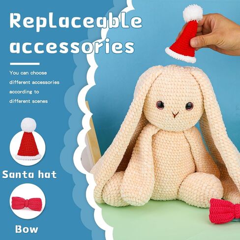 ZMAAGG Crochet Kit for Beginners, Animal Crochet Starter Kit Crochet Rabbit Kits with Storage Bag Velvet Yarn Crochet Accessories and Step-by-Step Video Tutorials in Saudi Arabia
