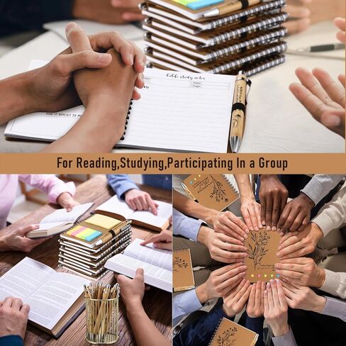20 Pcs Christian Gifts Bulk Bible Verse Notebooks with Sticky Notes Christian Bamboo Ballpoint Pens Religious Notepad Prayer Journal Church Gifts for Women Men Sunday School (Line Page Style) in Saudi Arabia
