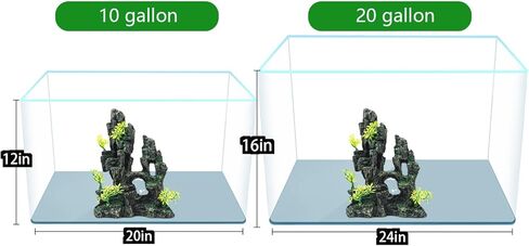 ديكورات حوض السمك SiissaPeksid - زينة حوض السمك المطلة على الجبل مع جسر كهف بيت الشجرة والنباتات الاصطناعية، Shuangwu in Kuwait
