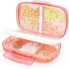 Travel Pill Organizer - Pill Organizer Box Large,8 Compartments Portable Daily Pill Case Pill Box for Purse Pocket to Hold Vitamins,Supplements,Cod Liver Oil and Medication (Black)