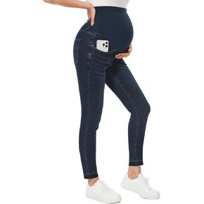 PACBREEZE Women's Maternity Jeans Over Belly Skinny Stretchy Denim Pants Comfy Slim Pregnancy Pants