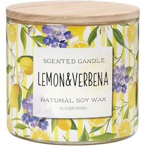 Lemon Candle, Fresh Lemon Scented Candle, Large 3 Wicks Candle, 14 oz