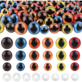 TOAOB 64pcs Safety Eyes for Amigurumis 12mm to 18mm Round Craft Crochet Doll Eyes with Washers Colorful Plastic Cat Eyes for DIY Puppet Bear Stuffed Animals Making