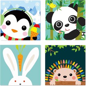 4 Pcs Paint by Numbers Kit for Adults Beginner & Kids Ages 8-12, DIY Paint Set 7.9x7.9 inch with Paints and Brushes, Easy Acrylic on Canvas, Perfect Gifts and Home Wall Decor (Include Framed) Owl in Kuwait