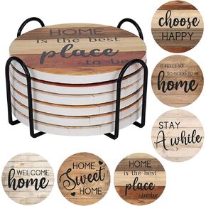 Coasters for Drinks, Funny Drink Coasters Absorbent with Holder 6 Pcs Absorbing Stone Funny Coaster Gift Set Housewarming Gift New Home Apartment Kitchen House Decor Gift for Women Men