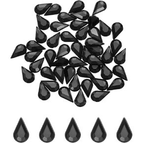 MECCANIXITY 50PCS Flat Back Acrylic Teardrop Gems 18x25mm Artificial Rhinestones for DIY Crafts Bead Wedding Party Face Painting Jewelry Making Deep Red