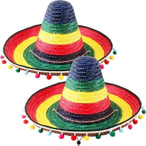 2 Pcs Giant Mexican Sombrero Straw Hat Cinco de Mayo Sombrero Hat Fiesta Sombrero Hat for Adult Teen Mexican Party Favors in Kuwait