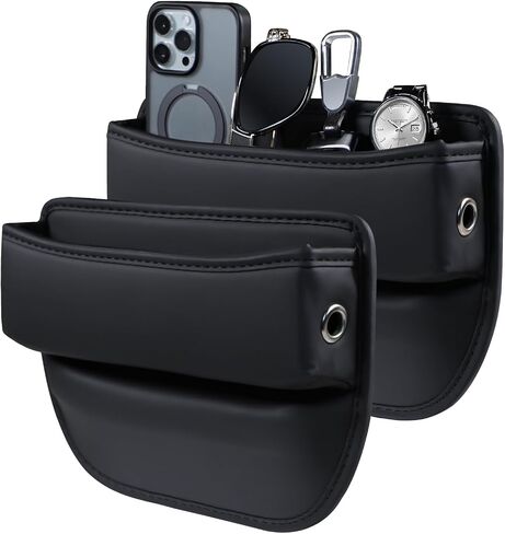 Car Seat Gap Filler, PU Leather Car Seat Organizer Adjustable Console Gap Filler Storage Box, Multifunctional Car Organizer Accessories for Phone Sunglasses Keys Cards in Saudi Arabia