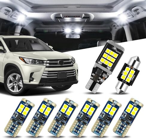 Auto Dynasty (Pack of 8) 12V 5500K Interior Car LED Light Bulbs Kit Compatible with Toyota Highlander 2020-2024, Pure White in Saudi Arabia
