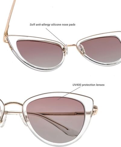 FAA'N 2024 Retro Big Frame Cat Eye Polarized Sunglasses Women with Spring Hinge(Brown Purple) in Saudi Arabia