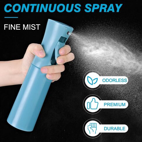 Continuous Spray Bottle for Hair (10.1oz/300ml) 2 Pack Mister Spray Bottles for Cleaning Empty Ultra Fine Water Mist Sprayer for Hairstyling Plant Garden Curly Hair Etc (Black) in Saudi Arabia