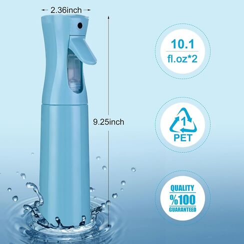 Continuous Spray Bottle for Hair (10.1oz/300ml) 2 Pack Mister Spray Bottles for Cleaning Empty Ultra Fine Water Mist Sprayer for Hairstyling Plant Garden Curly Hair Etc (Black) in Saudi Arabia