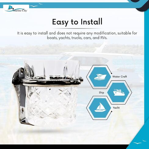 MARINE CITY 304 Grade Stainless Steel Universal Boat Ring Drink Cup Holder – Water Drink Beverage Bottle Stand Holder for Marines – Boats – Yachts – Trucks (Pack of 2) in Saudi Arabia