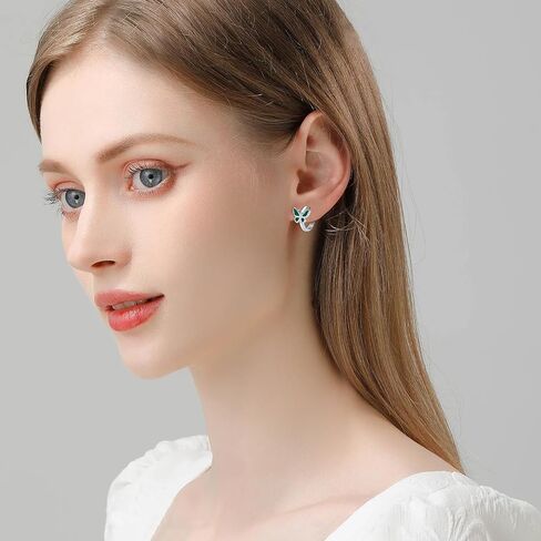Butterfly Hoop Earrings for Women 925 Sterling Silver Butterfly Turquoise Earrings Butterfly Jewelry Gifts for Women in Saudi Arabia