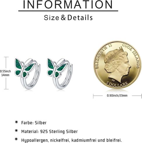 Butterfly Hoop Earrings for Women 925 Sterling Silver Butterfly Turquoise Earrings Butterfly Jewelry Gifts for Women in Saudi Arabia