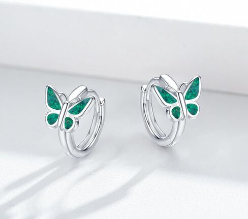 Butterfly Hoop Earrings for Women 925 Sterling Silver Butterfly Turquoise Earrings Butterfly Jewelry Gifts for Women in Saudi Arabia