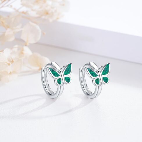 Butterfly Hoop Earrings for Women 925 Sterling Silver Butterfly Turquoise Earrings Butterfly Jewelry Gifts for Women in Saudi Arabia