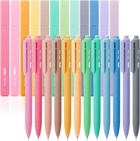 Mr. Pen- Aesthetic Highlighters and Gel Pens, 12 Pack, Bright Colors Bible Highlighters No Bleed, Colorful Ink Gel Pens, Cute Highlighter Pens, No Bleed Highlighters for Bibles, Aesthetic Gel Pens in Saudi Arabia