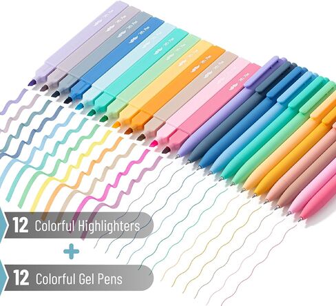 Mr. Pen- Aesthetic Highlighters and Gel Pens, 12 Pack, Bright Colors Bible Highlighters No Bleed, Colorful Ink Gel Pens, Cute Highlighter Pens, No Bleed Highlighters for Bibles, Aesthetic Gel Pens in Saudi Arabia