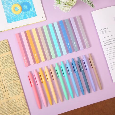 Mr. Pen- Aesthetic Highlighters and Gel Pens, 12 Pack, Bright Colors Bible Highlighters No Bleed, Colorful Ink Gel Pens, Cute Highlighter Pens, No Bleed Highlighters for Bibles, Aesthetic Gel Pens in Saudi Arabia