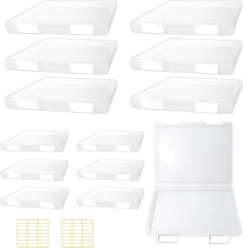 12 Pcs Clear A4 A5 File Box Document Plastic Storage Box with 48 Labels File Holder Organizer Box Paper Plastic Case Magazine Protector with Buckle Office School Supplies in Saudi Arabia