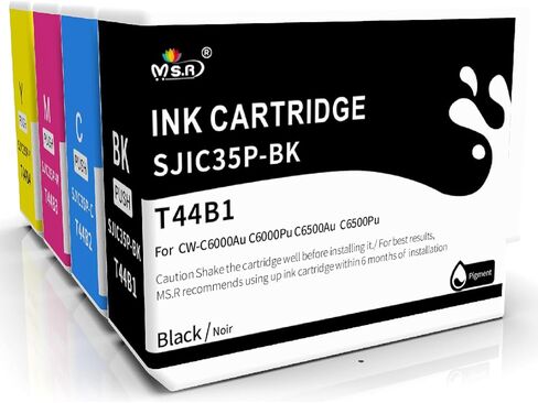 MS.R Remanufactured Ink Cartridge Replacement for Epson SJIC35P T44B2 T44B3 T44B4 T44B5 to use with CW-C6000Au C6000Pu C6500Au C6500Pu Printer(4 Pack) in Kuwait