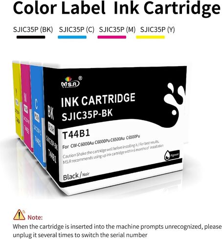 MS.R Remanufactured Ink Cartridge Replacement for Epson SJIC35P T44B2 T44B3 T44B4 T44B5 to use with CW-C6000Au C6000Pu C6500Au C6500Pu Printer(4 Pack) in Kuwait