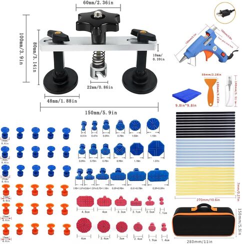 Auto Dent Puller Kit - Dent Remover Tools Adjustable Width Golden Lifter & Glue Gun for Automobile Body Motorcycle Refrigerator & Ding Hail Dent Removal in Saudi Arabia