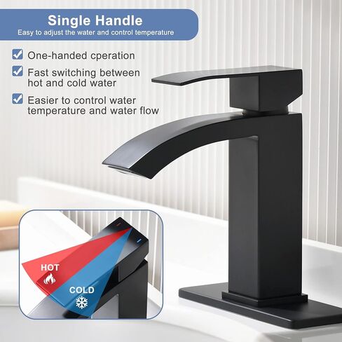 FROPO Gold Bathroom Faucets | Waterfall Single Hole Bathroom Sink Faucet with Deck Plate, 1 Hole Or 3 Hole for 4 Inch Brushed Gold Vanity Faucet with Pop-Up Drain Single Handle Lavatory Faucet in Saudi Arabia