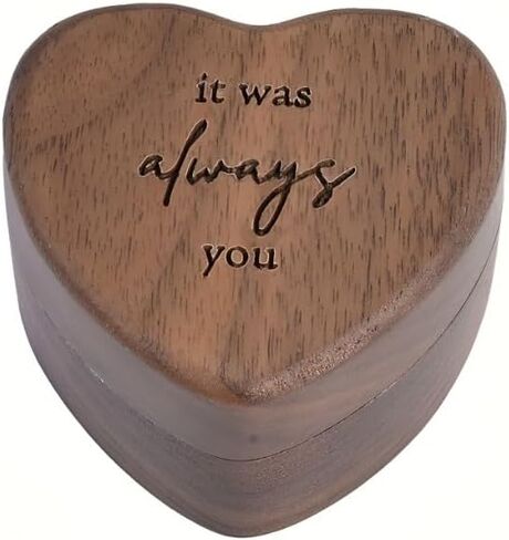 Wooden Heart shape Ring box Engraved for Proposal, Engagement, Wedding (will you marry me) in Saudi Arabia