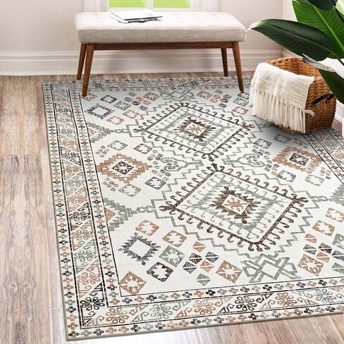 Green Decore Vernal Machine Washable Non Slip Area Runner Rug High Traffic Non-Shedding Rugs for Kitchen Floor, Hallway, Laundry Room Runners Yonker Design 2.6 X 8 Feet Orange/Blue/Cream in Saudi Arabia