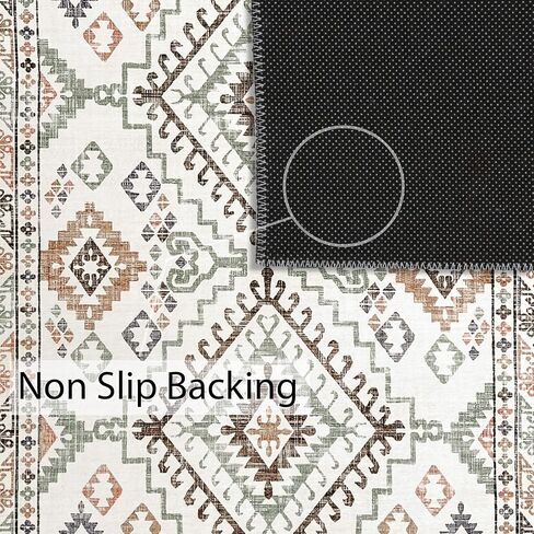 Green Decore Vernal Machine Washable Non Slip Area Runner Rug High Traffic Non-Shedding Rugs for Kitchen Floor, Hallway, Laundry Room Runners Yonker Design 2.6 X 8 Feet Orange/Blue/Cream in Saudi Arabia