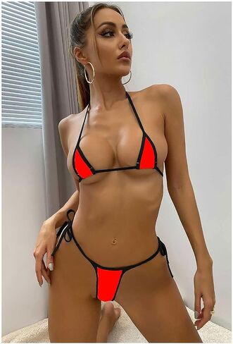 Micro Bikini Extreme, White Microkini Micro Thong Bikini Set for Women Tiny Mini String Bikinis in Saudi Arabia